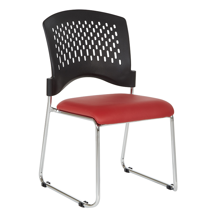 Plastic Vent Back Sled Base Chair with Enhanced Fabric Seat by WFB Designs