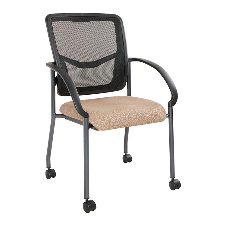 Mesh Back Guest Chair with Casters and Enhanced Fabric Seat by WFB Designs