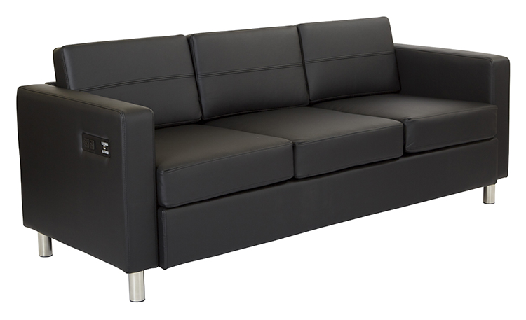 Sofa in Enhanced Vinyls with Power Charging Outlets by WFB Designs