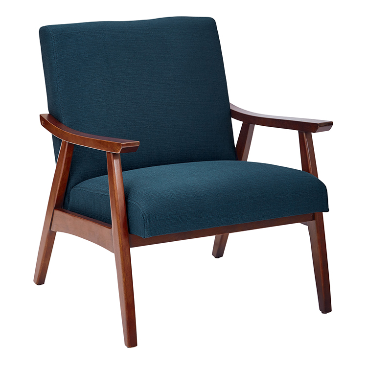 Dark Wood Tone Mid Century Fabric Chair by WFB Designs