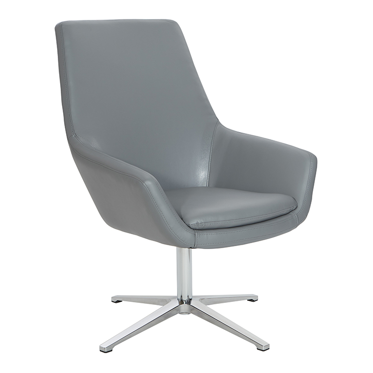 Faux Leather Swivel Swoop Guest Chair with Aluminum Base by WFB Designs
