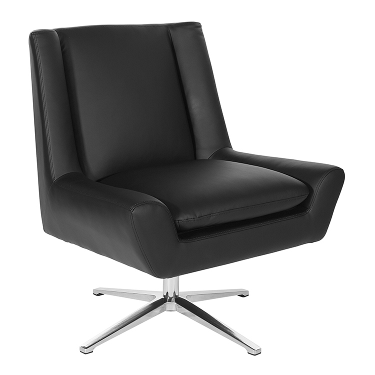 Faux Leather Swivel Guest Chair with Aluminum Base by WFB Designs