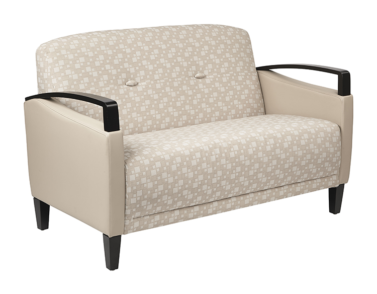 Loveseat with Espresso Wood Accents in Premium Fabrics or Two-Tone Fabric by WFB Designs