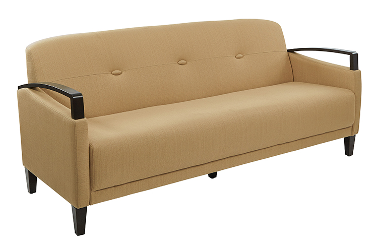 Sofa with Espresso Wood Accents in Essential Fabrics by WFB Designs