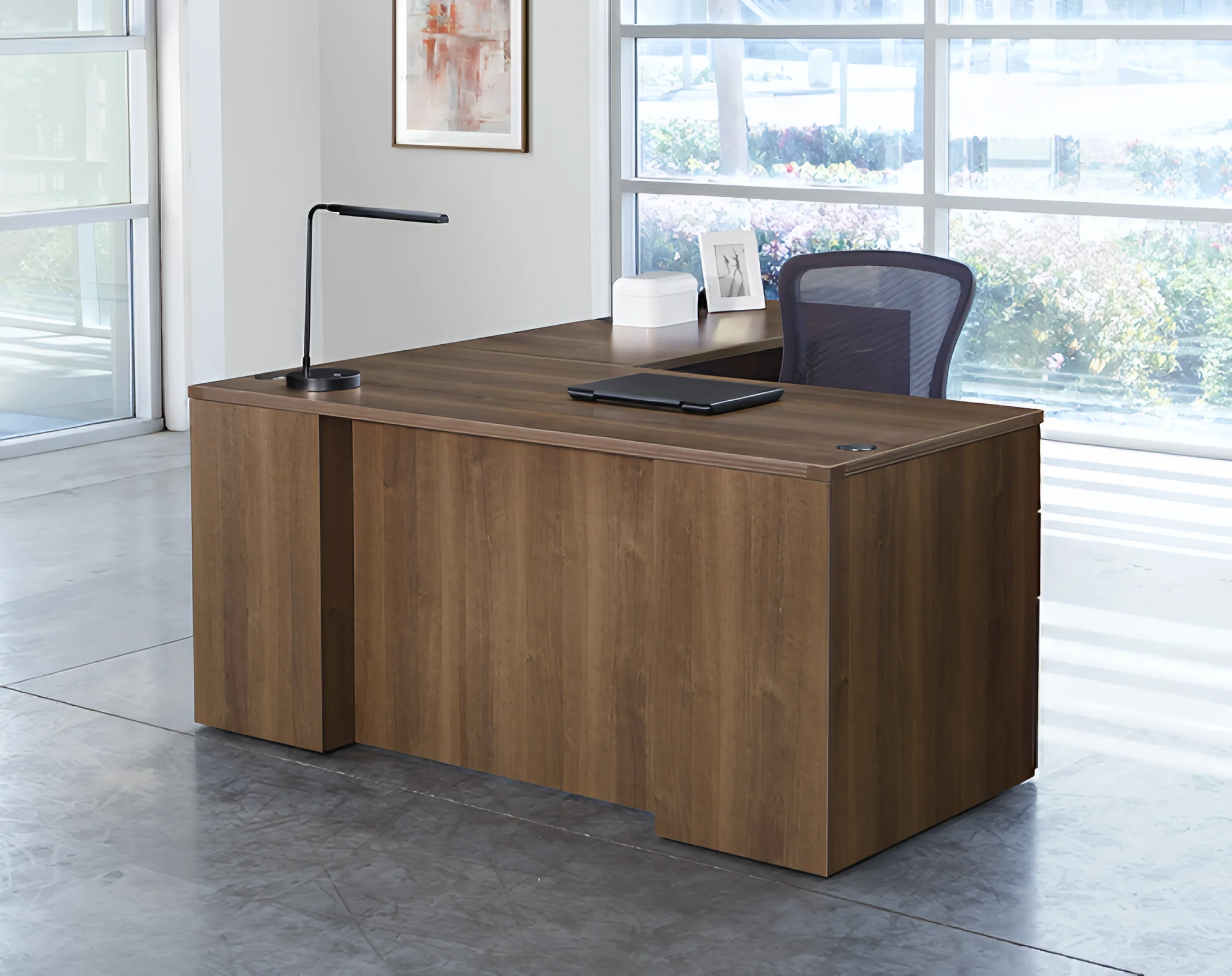 L-Desk 66in W x 78in D with 2 and 3 Drawer Pedestals by WFB Designs