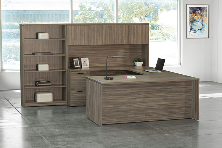 Double Pedestal U-Desk with Hutch and Bookcase by WFB Designs