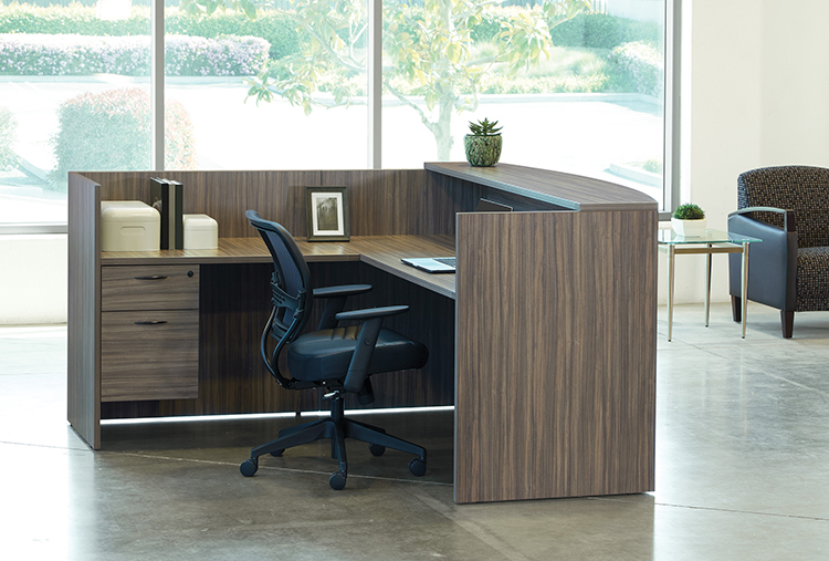 L-Shape Reception Desk with Laminate Transaction Counter by WFB Designs