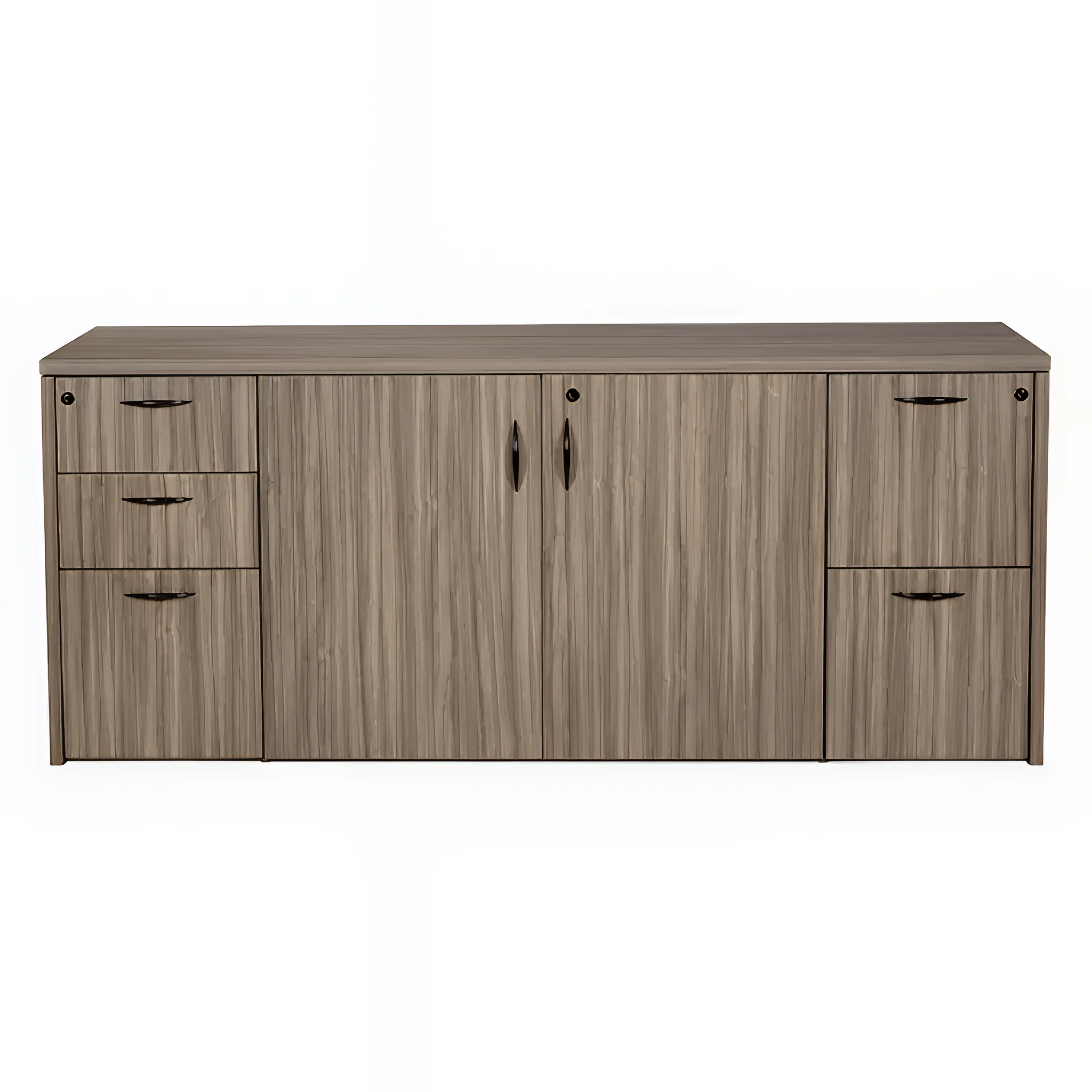 Storage Credenza 72in W x 23in D x 30in H with 2 and 3 Drawer Pedestals by WFB Designs