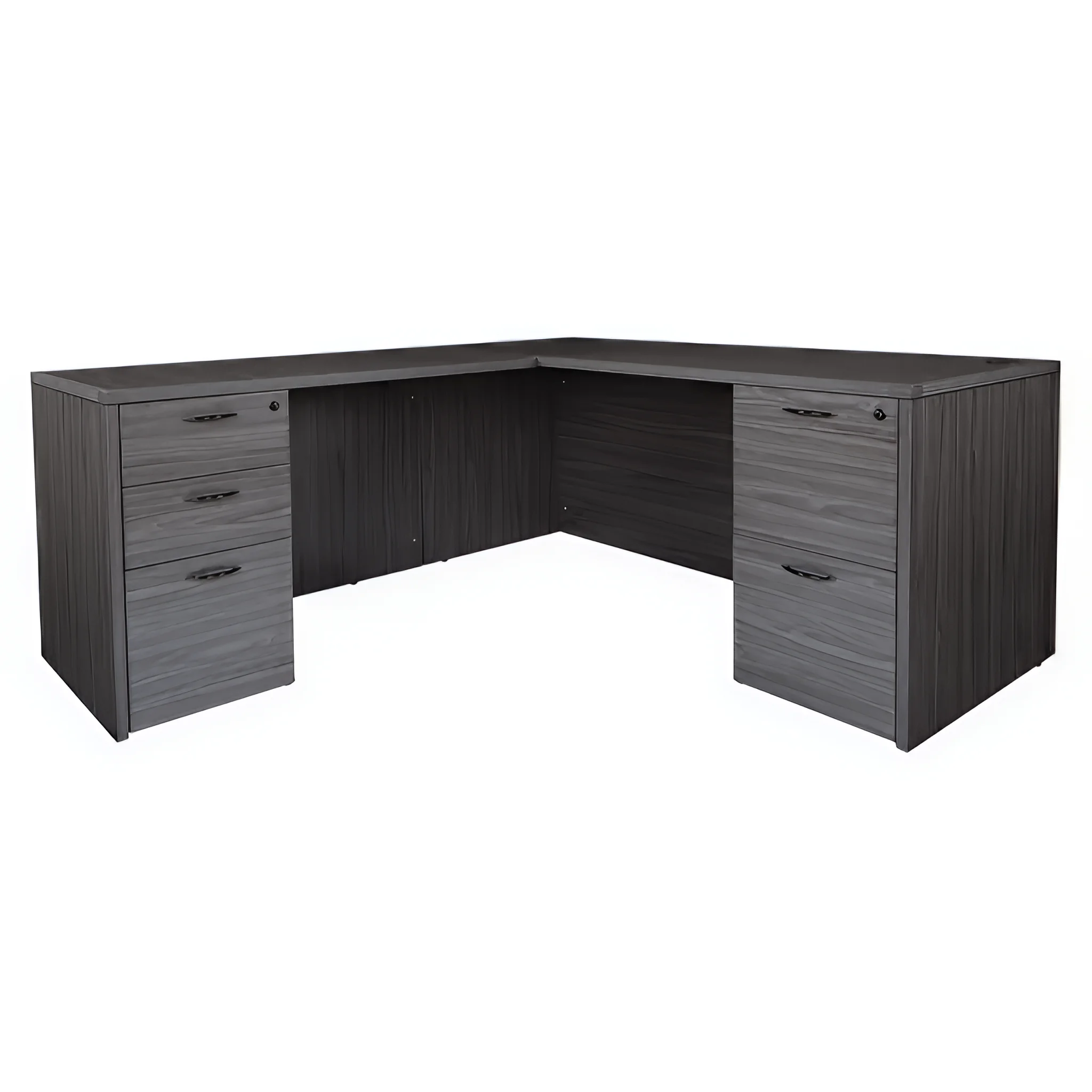 L-Desk 66in W x 78in D with 2 and 3 Drawer Pedestals by WFB Designs
