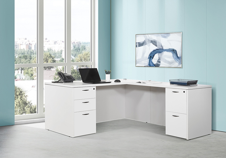 72in x 84in Double Pedestal L-Desk by WFB Designs