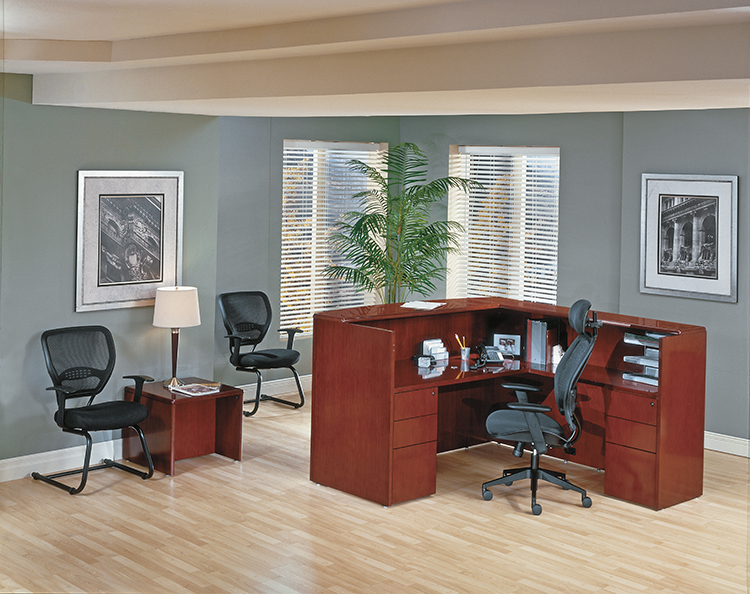 72in x 72in Wood Veneer L-Shaped Reception Desk by WFB Designs