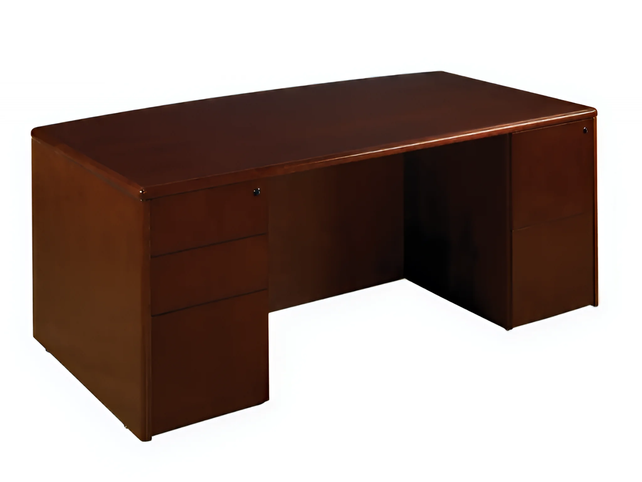 Bow-Front Wood Veneer Desk 72in W x 39in D with 2 and 3 Drawer Pedestals by WFB Designs