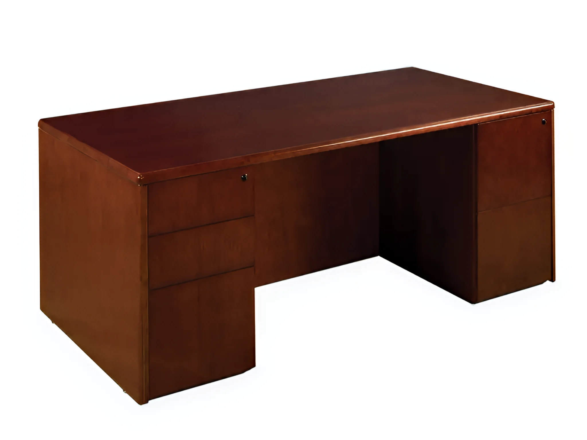 Wood Veneer Desk 66in W x 30in D with 2 and 3 Drawer Pedestals and Dark Finish by WFB Designs