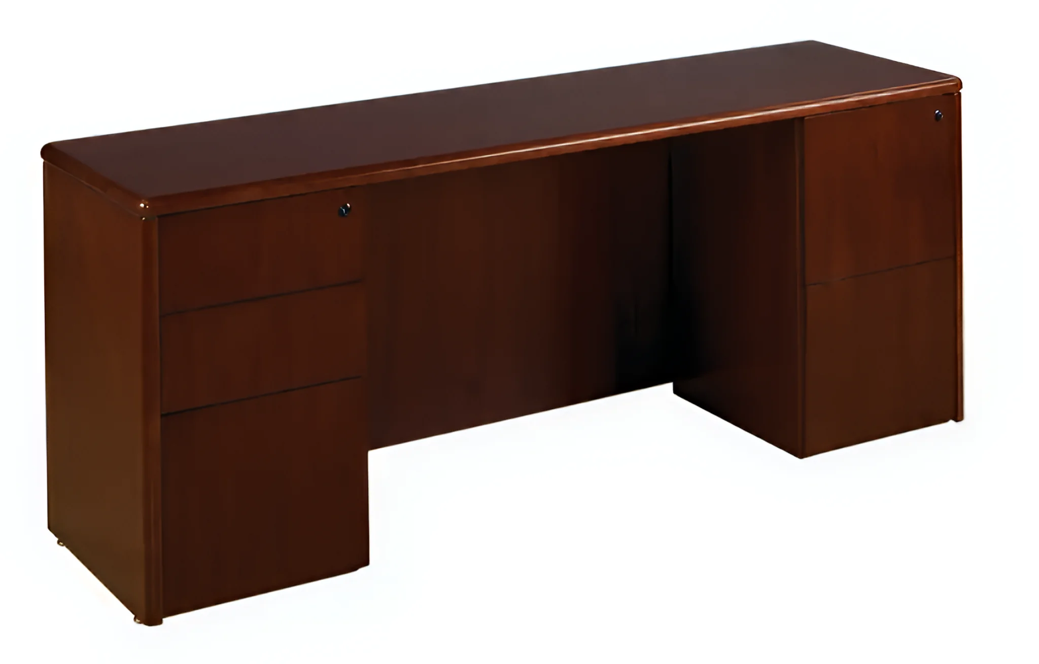 Wood Veneer Desk 66in W x 20in D with 2 and 3 Drawer Pedestals by WFB Designs
