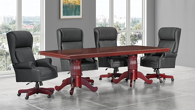 Wood Veneer Conference Table with Queen Anne Base 8ft by Office Star