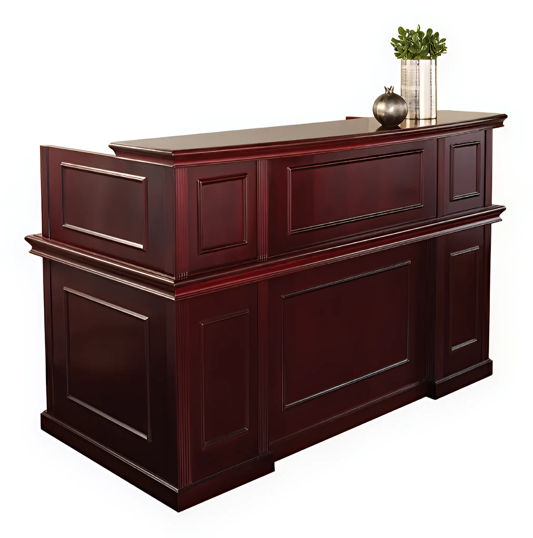 72in x 36in x 45.5in H Double Pedestal Wood Veneer Reception Desk by WFB Designs in Royal Cherry