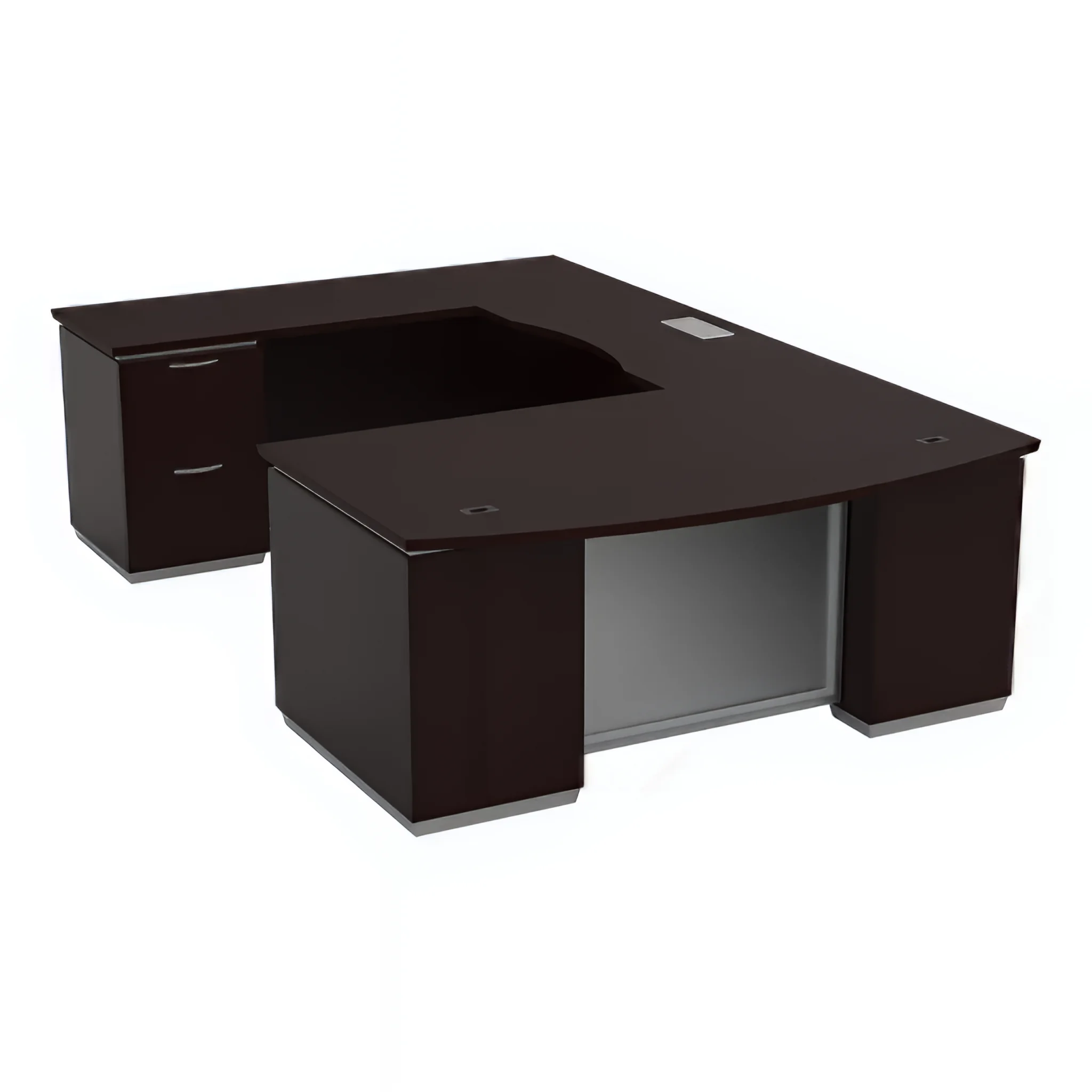 Bow-Front U-Desk 72in W x 114in D with 2 and 3 Drawer Pedestals by WFB Designs