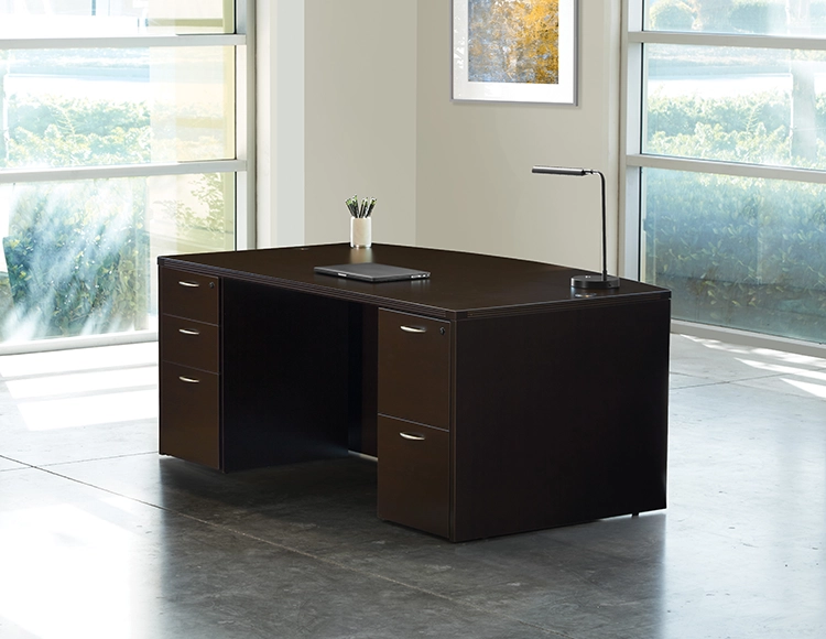 72in x 41in Bow Front Double Pedestal Desk by WFB Designs