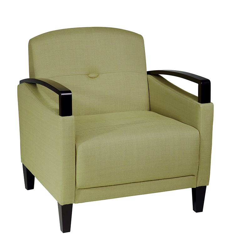 Chair with Espresso Wood Accents and Enhanced Fabrics by WFB Designs