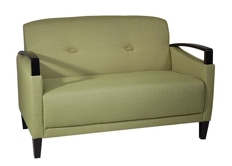 Loveseat with Espresso Wood Accents and Enhanced Fabrics by WFB Designs