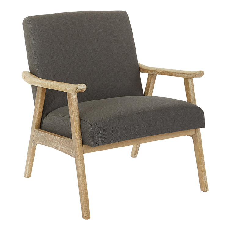 Light Wood Tone Mid Century Fabric Chair by WFB Designs