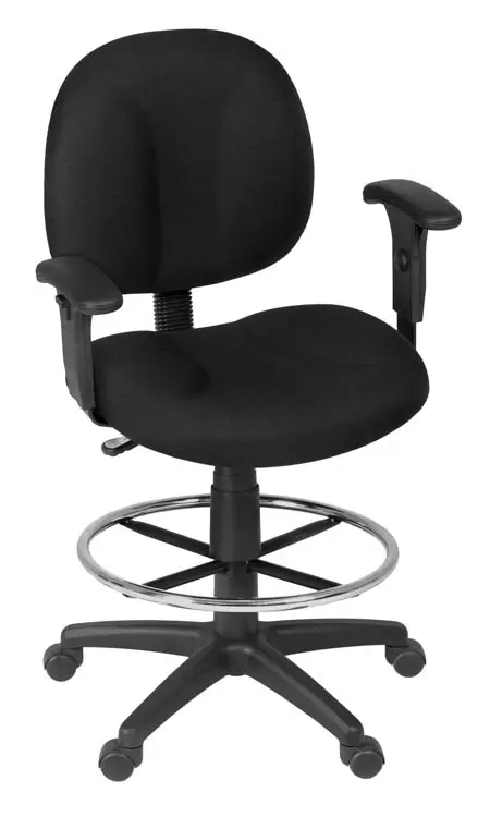 Regency Comfort Series Fabric Drafting Chair with Footrest and Lumbar Support, Black (105-AA-DK-BK) | Quill