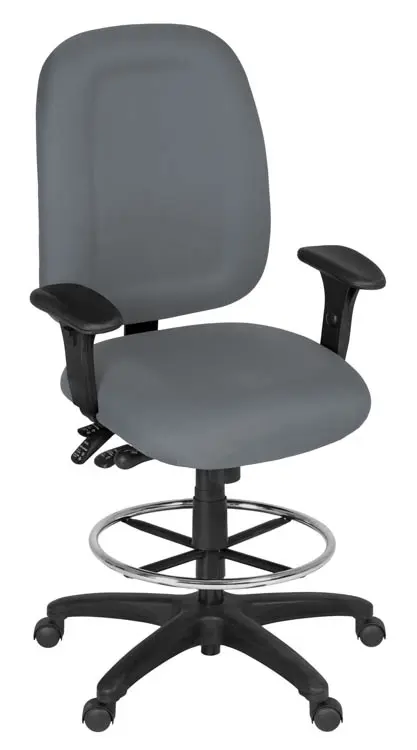 Regency Comfort Series Fabric Drafting Chair with Footrest and Lumbar Support, Grey (125-DK-GY) | Quill
