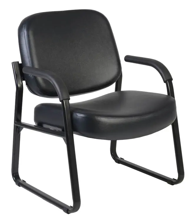Victor Big & Tall 400LBS Reception Chair With Arms, Anti-Microbial/Anti-Bacterial Vinyl, Black