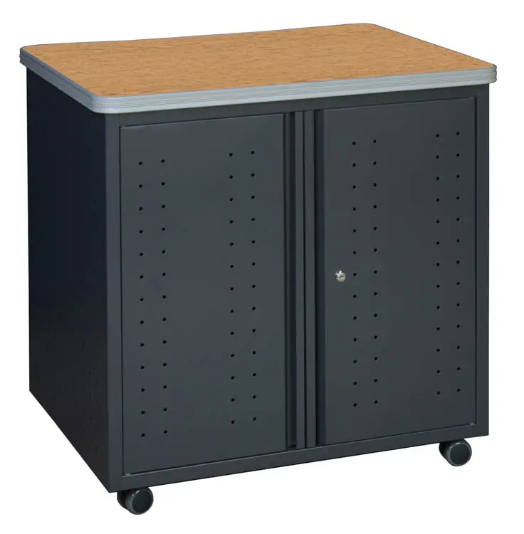 Regency Mesa Steel Mobile Locking Utility Table 30 x 23.25, Medium Oak (66746SCMO), Grey | Quill