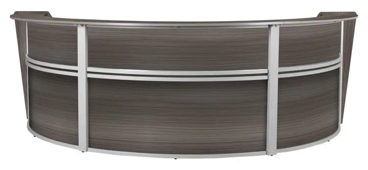 Triple-Unit Reception Curved Desk Workstation by Regency Furniture in Gray