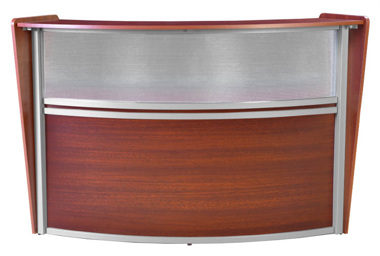 Plexi Single-Unit Reception Curved Desk Workstation 72in W x 32in D by Regency Furniture