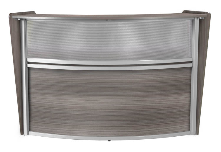 Plexi Single-Unit Reception Curved Desk Workstation 72in W x 32in D by Regency Furniture