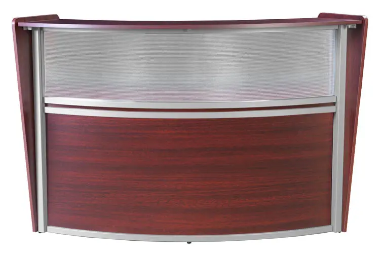 B3139564 Marque Plexi Single Unit Reception Curved Desk Workstation - 72 x 32 x 45.50 in. - Mahogany