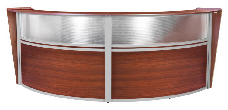 Plexi Double-Unit Reception Curved Desk Workstation by Regency Furniture