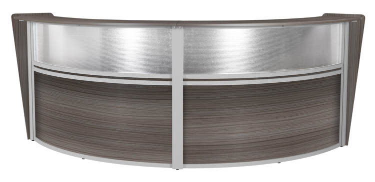 Plexi Double-Unit Reception Curved Desk Workstation by Regency Furniture