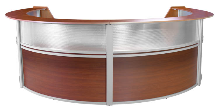 Plexi Four-Unit Reception Curved Desk Workstation by Regency Furniture