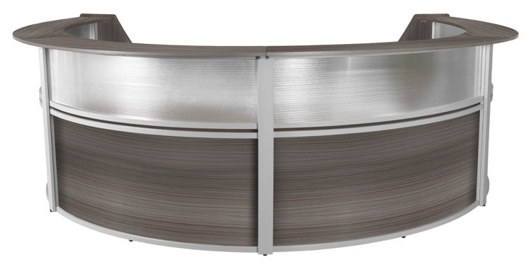 Plexi Four-Unit Reception Curved Desk Workstation by Regency Furniture