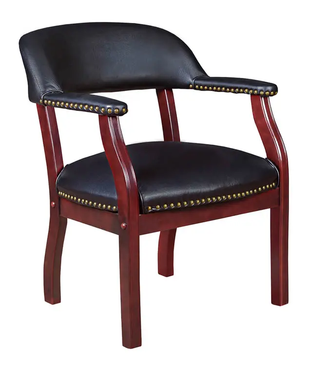 Ivy League Traditional, Black Seat, Black Back, 24 W 25 L 31 H, Fixed, Wood, Metal, Vinyl Seat