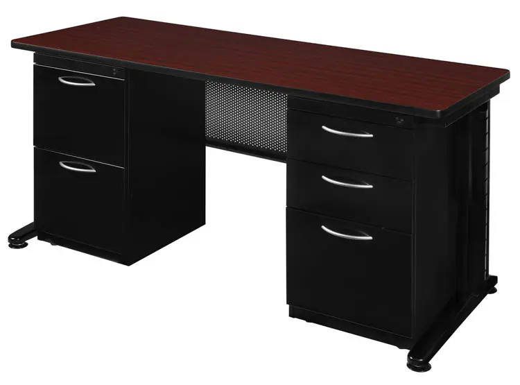 Desk Steel 60in W x 24in D with 2 and 3 Drawer Pedestals by Regency Furniture