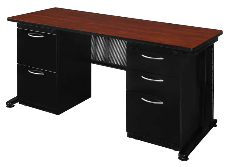 Desk Steel 66in W x 24in D with 2 and 3 Drawer Pedestals by Regency Furniture