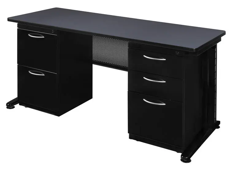 Desk Steel 66in W x 30in D with 2 and 3 Drawer Pedestals by Regency Furniture