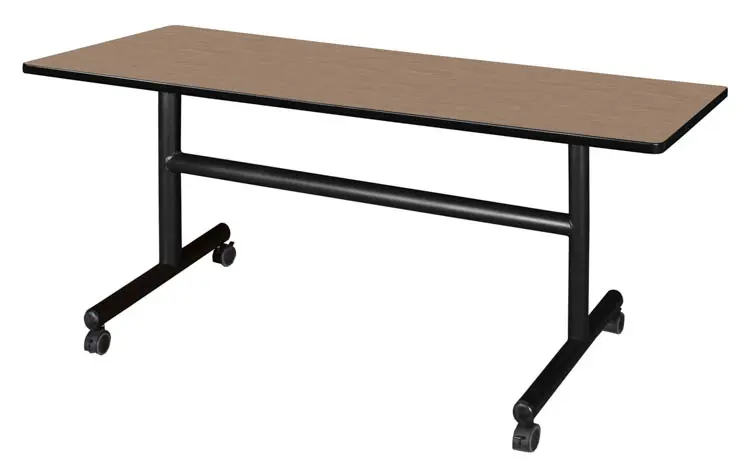 Regency Kobe Flip Top 60W x 30D Rectangular Training Room Table, Laminate, With Wheels, Noble Oak (M, Black | Quill