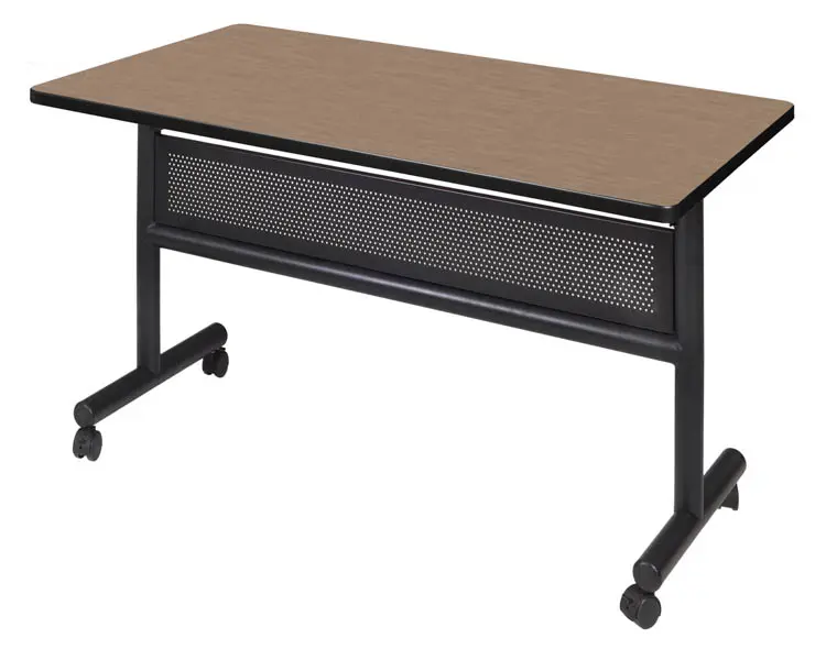 Regency Kobe Flip Top 48W x 30D Rectangular Training Room Table, Laminate, With Wheels, Noble Oak (M, Black | Quill