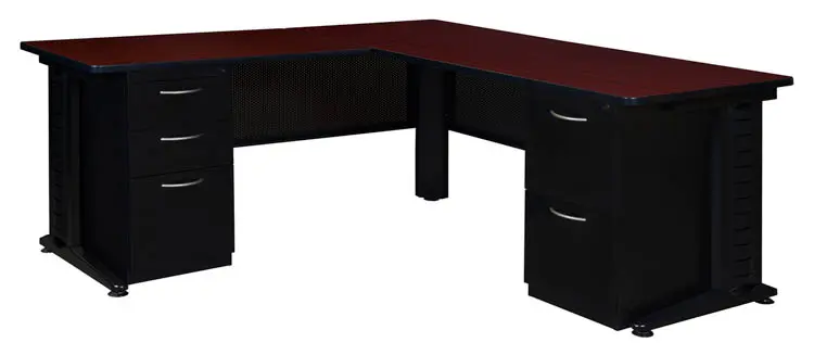 L-Desk 66in W x 72in D with 2 and 3 Drawer Pedestals by Regency Furniture