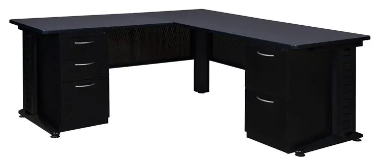 L-Desk 66in W x 78in D with 2 and 3 Drawer Pedestals by Regency Furniture