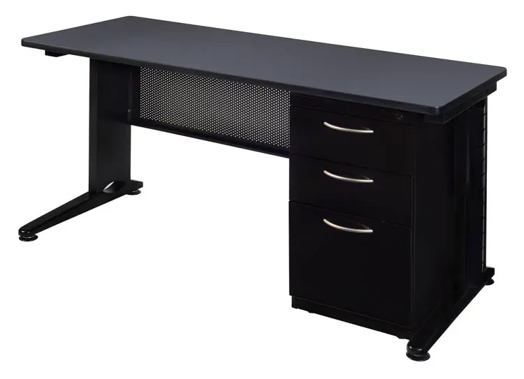 Desk Steel 60in W x 24in D with 3 Drawer Pedestal by Regency Furniture