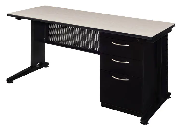 Desk Steel 66in W x 30in D with 3 Drawer Pedestal by Regency Furniture