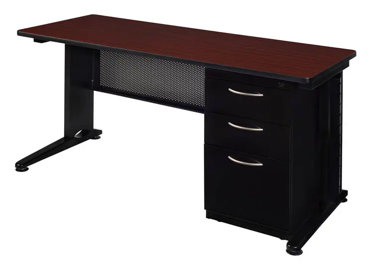 Desk Steel 72in W x 24in D with 3 Drawer Pedestal by Regency Furniture