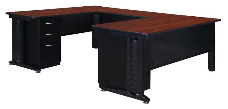 Steel U-Desk 66in W x 96in D with 2 and 3 Drawer Pedestals by Regency Furniture
