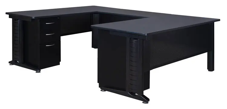 Steel U-Desk 66in W x 102in D with 2 and 3 Drawer Pedestals by Regency Furniture